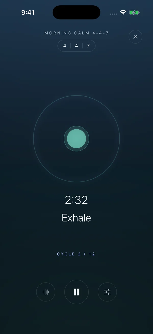 Dawdle guiding an inhale during a Morning Calm breathing session